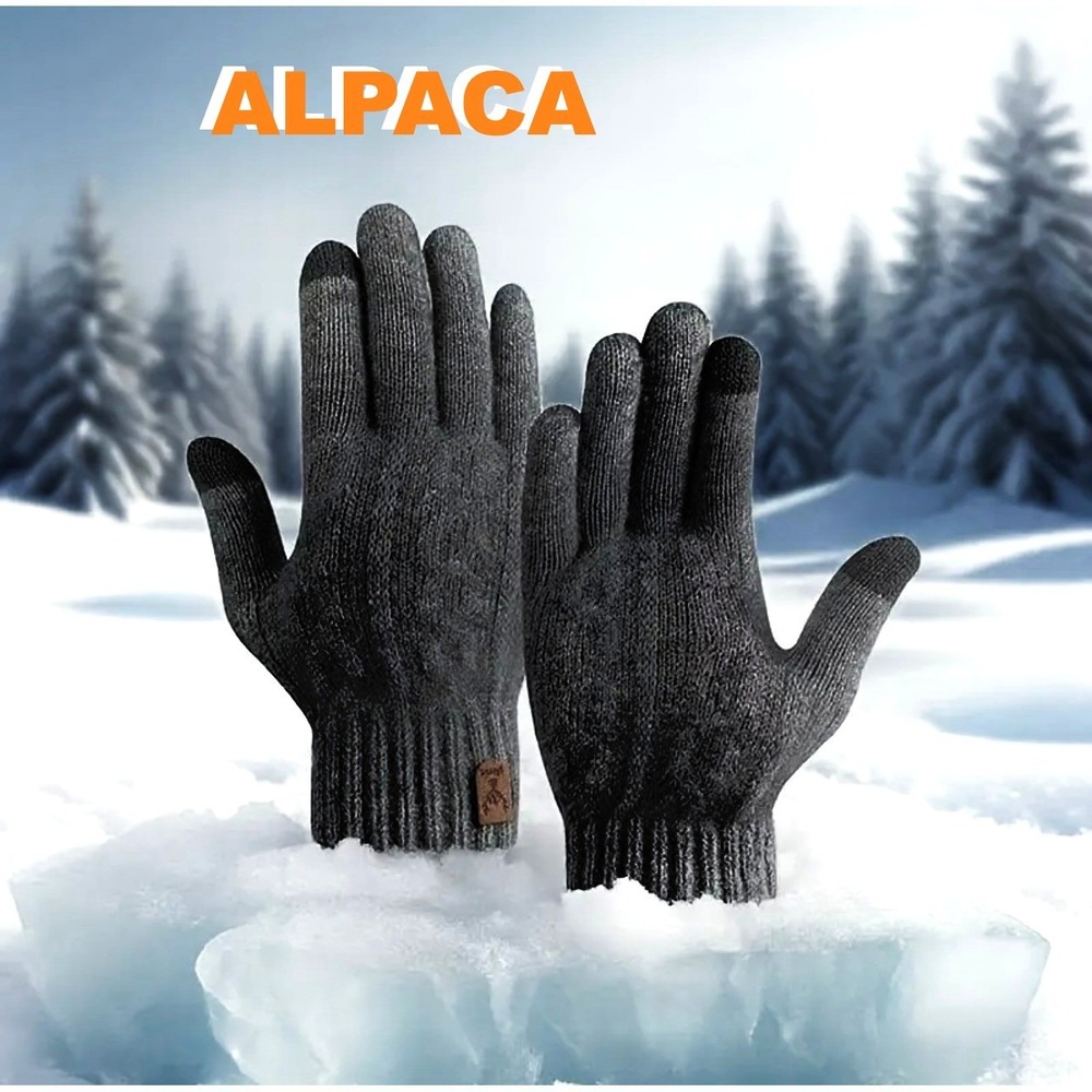 Unisex Alpaca Velvet Blend Winter Thermal Driving Gloves Gray Touchscreen LARGE